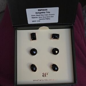 Elegant Black Onyx Earrings Set New Never Worn